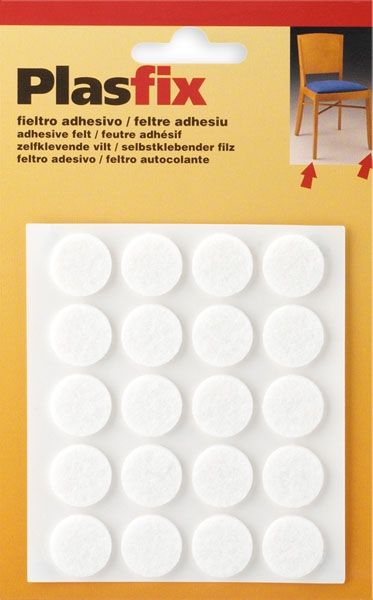 filcový kluzák kulatý 17mm bílý samolepící (20ks)                    