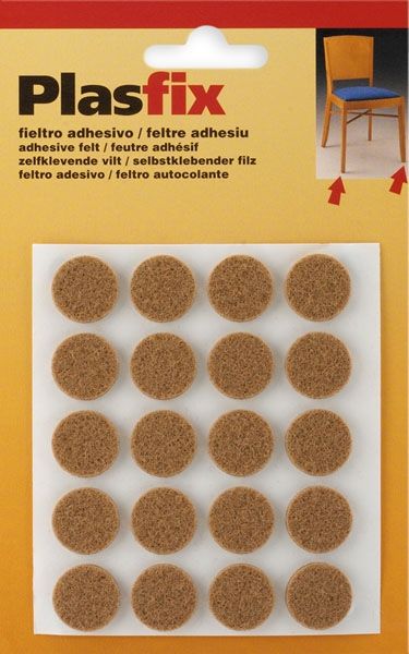 filcový kluzák kulatý 17mm hnědý samolepící (20ks)                         