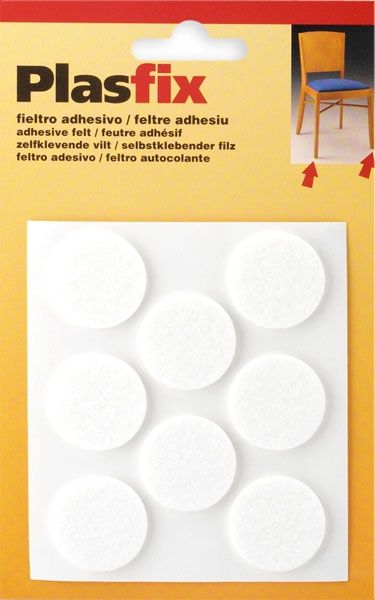 filcový kluzák kulatý 27mm samolepící bílý (8ks)                        