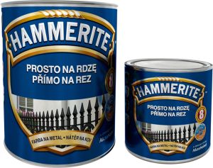 Hammerite hladká barva přímo na zrezivělý kov, odstín tmavě hnědý, 0,7 l + 0,25 l