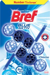 Bref WC Blue Aktiv Chlorine, WC blok v kuličkách, obarvuje vodu do modrého odstínu 2 × 50 g