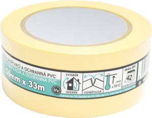 Mako zakrývací stavební PVC lepicí páska, štukatérská, lepí 6 týdnů, šířka 50 mm, délka 33 m