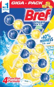 Bref Power Aktiv WC blok Lemon, tuhý WC blok, 4 × 50 g