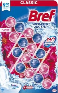 Bref Power Aktiv WC blok Flower blossom, tuhý WC blok, 4 × 50 g