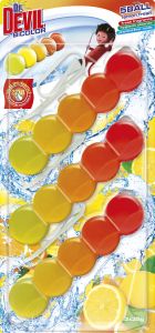 Dr. Devil WC Bicolor 5ball lemon fresh závěsný WC blok, 3× 35 g