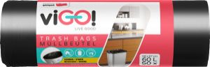 viGO pytle na odpad černé, 6 µ, 58 × 67 cm, 60 l, 50 ks