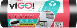 viGO pytle na odpad, 22 µ, 48 × 58 cm, 35 l, 15 ks