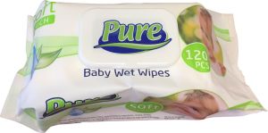 Pure Baby dětské vlhčené ubrousky s klipem, 120 ks