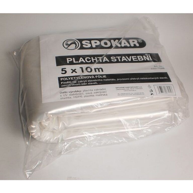 Stavební plachta 5x10m 100my                          