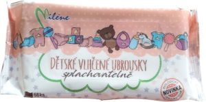 Miléne dětské vlhčené ubrousky splachovatelné, 56 ks