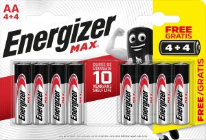 Energizer Max AA tužková baterie, 4 + 4 ks zdarma