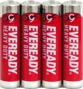 Eveready AAA zinkovo-chloridové tužkové baterie, 4 ks