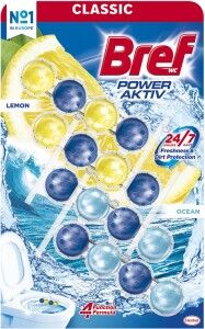 Bref WC blok Power Aktiv Lemon & Ocean tuhý 4× 50 g