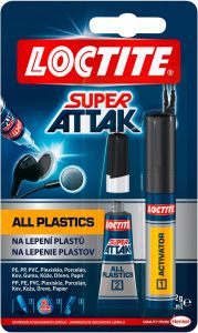 Loctite Super Attak Ultra Plastik vteřinové lepidlo obsah 2g + aktivátor, 4 ml