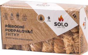 Solo přírodní dřevitá vlna podpalovač svitky, 32 podpalů