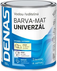 DENAS UNIVERZÁL-MAT vrchní barva na dřevo, kov a beton, 0110 světle šedá, 0,3 kg