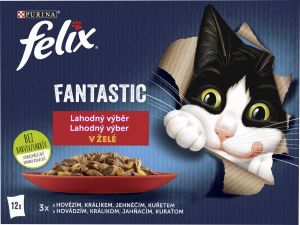 Felix Fantastic kapsičky pro kočky s kuřetem, hovězím, králíkem a jehněčím, 12 × 85 g