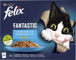Felix Fantastic kapsičky pro kočky s lososem, platýsem, tuňákem a treskou, 12 × 85 g