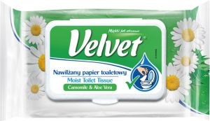 Velvet Camomile & Alove Vera vlhčený toaletní papír, 42 ks