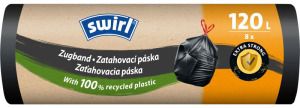 Swirl extra silné zatahovací pytle na odpad 120 l, 70 × 100 cm, 33 µ, 8 ks