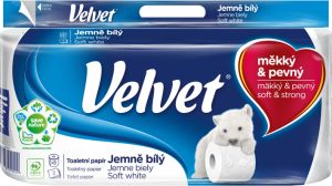 Velvet Soft White 3vrstvý toaletní papír, 8 rolí, 18,3 m role