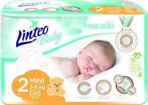 Linteo Baby Premium Mini dětské pleny 3 až 6 kg, 34 ks
