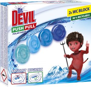 Dr. Devil WC Push Pull Gel Polar Aqua WC blok bez košíku, 2 × 20 g