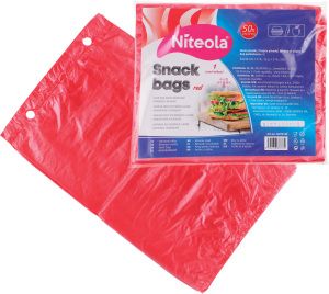 Niteola svačinové sáčky, HDPE, 20 × 30 cm, síla 12 µ, červené, 50 ks