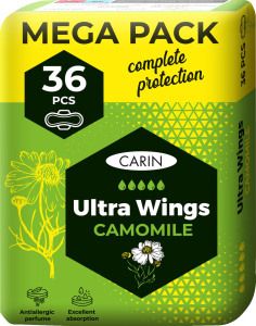 Carin Ultra Wings Camomile dámské vložky, 36 ks