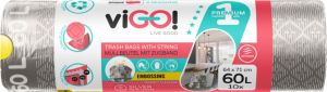 viGO! Premium pytle na odpad zatahovací, 30 µ, 71 × 64 cm, 60 l, 10 ks
