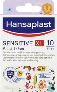 Hansaplast Sensitive XL Kids Dětské náplasti pro citlivou pokožku s různými motivy zvířátek 6 x 7 cm