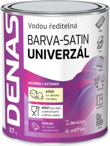 DENAS UNIVERZÁL-SATIN vrchní barva na dřevo, kov a beton, bílá báze A, 4 kg