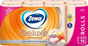 Zewa Deluxe Cashmere Peach 3vrstvý toaletní papír, 16 rolí, 19,3 m role