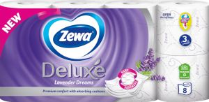 Zewa Deluxe Lavender Dreams 3vrstvý toaletní papír, 8 rolí, 19,3 m role