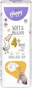 Bella Happy Maxi Plus 4+ dětské pleny jednorázové 9-15 kg, 40 ks