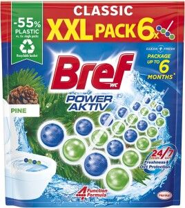 Bref Power Aktiv Pine tuhý WC blok, 6× 50 g