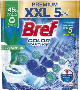 Bref Color Aktiv Eucalyptus tuhý WC blok, 5× 50 g