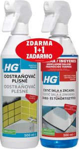 HG ODSTRAŇOVAČ PLÍSNĚ 500ML + HG ČISTIČ SKLA A ZRCADEL 500ML ZDARMA