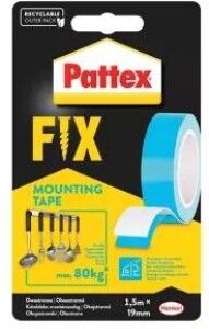 Pattex Fix oboustranná extra silná lepicí montážní páska, nosnost 80 kg, 1,5 m × 19 mm