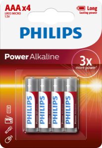 Baterie Philips Power Alkaline 2 ks AAA LR03 Micro 1,5V