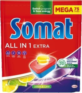 Somat tablety do myčky All in 1 Extra Lemon & Lime, 75 ks