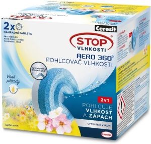 CERESIT STOP VLHKOSTI AERO 360° náhradní tablety 2v1, luční kvítí, 2x450g
