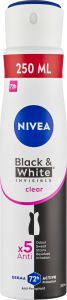 Nivea Black & White Invisible Clear antiperspirant ve spreji, 250 ml