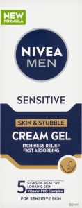 Nivea Men Sensitive krémový gel na citlivou pleť a strniště, 50 ml