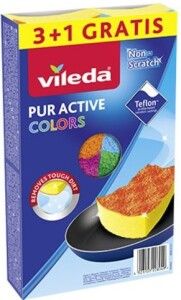 Vileda PUR active Colors houbička na nádobí, 3+1 ks