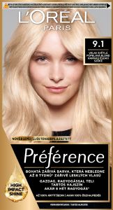 L'oreal Paris Préférence barva na vlasy, Oslo, velmi světlá popelavá blond 9.1