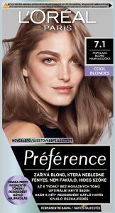 L'oreal Paris Préférence Cool Blondes barva na vlasy, Island, popelavá blond 7.1